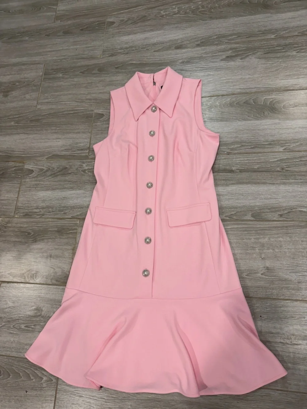 Karl Lagerfeld Pink Sleeveless Midi Dress with Button Front - Picture 7 of 9